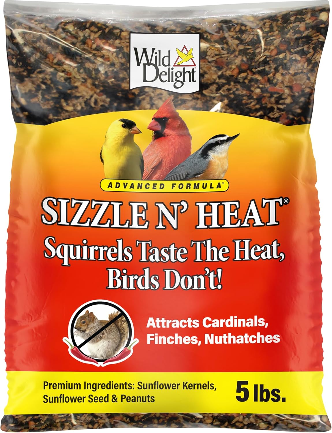 Wild Delight Sizzle N’ Heat Spicy Wild Bird Food – Hot Pepper Squirrel Deterrent Seed & Nut Blend