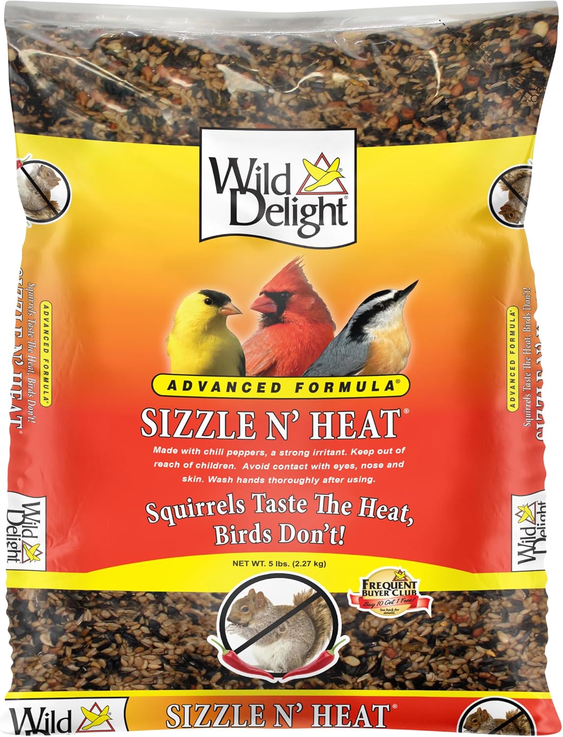 Wild Delight Sizzle N’ Heat Spicy Wild Bird Food – Hot Pepper Squirrel Deterrent Seed & Nut Blend