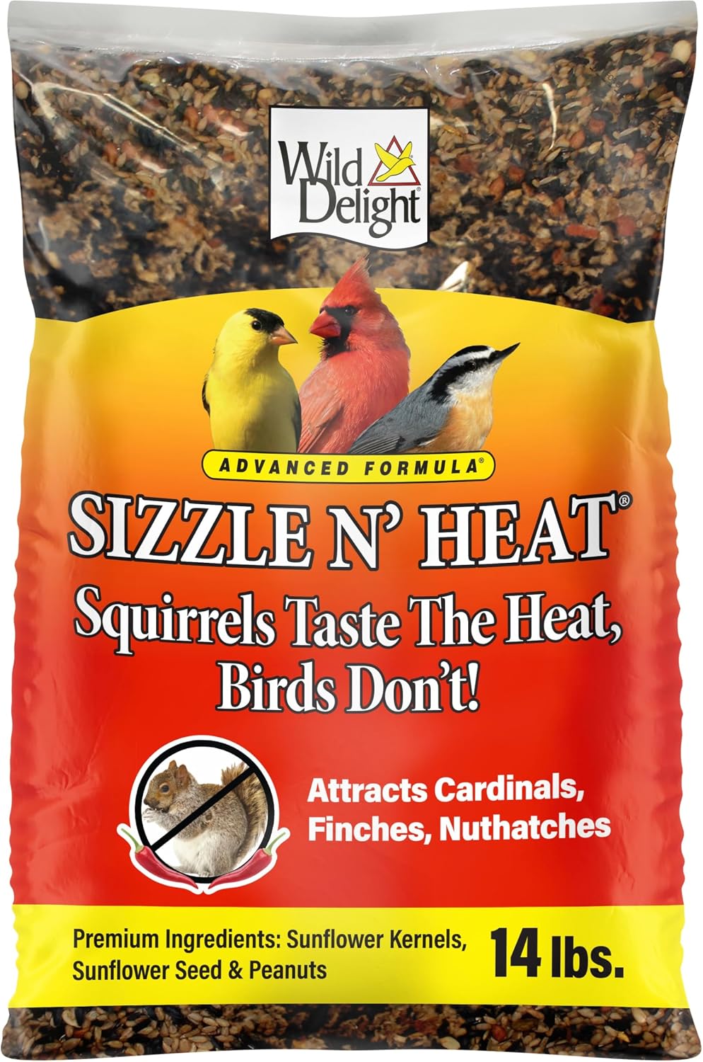Wild Delight Sizzle N’ Heat Spicy Wild Bird Food – Hot Pepper Squirrel Deterrent Seed & Nut Blend