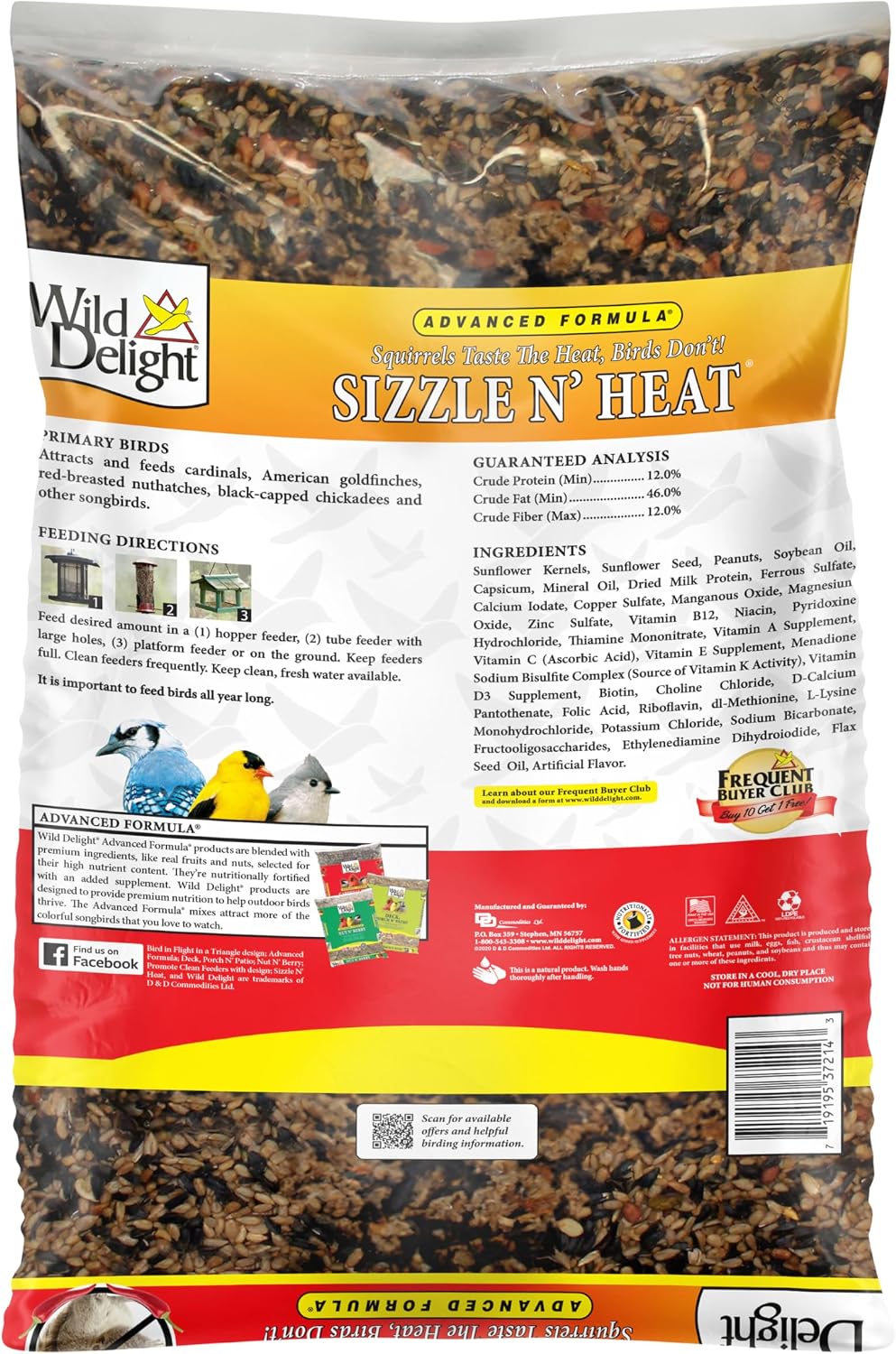 Wild Delight Sizzle N’ Heat Spicy Wild Bird Food – Hot Pepper Squirrel Deterrent Seed & Nut Blend