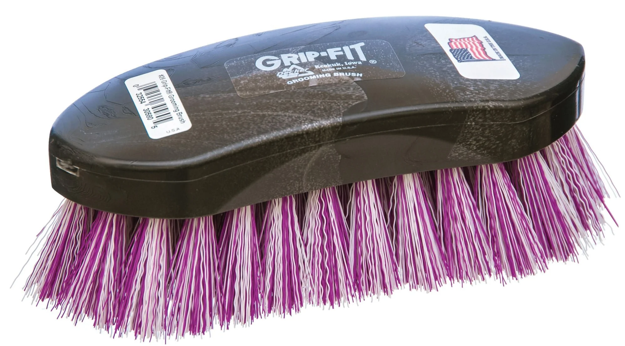 Decker #26 The Pony Horse Grooming Brush – Soft Raspberry & White Synthetic Bristles, Grip-Fit Handle