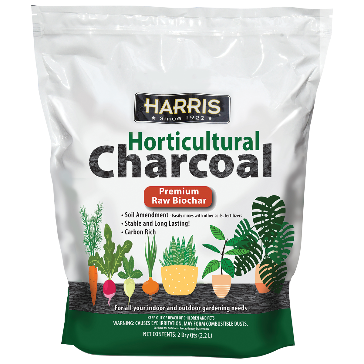 Harris Horticultural Charcoal Biochar 2 Qt – 100% Pure Biochar Soil Amendment for Plants, Orchids & Terrariums