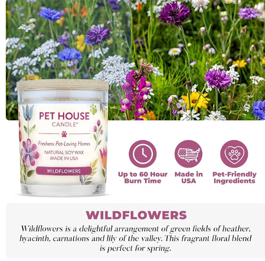One Fur All® Pet House Natural Soy Wax Candle – Wildflower — image 2