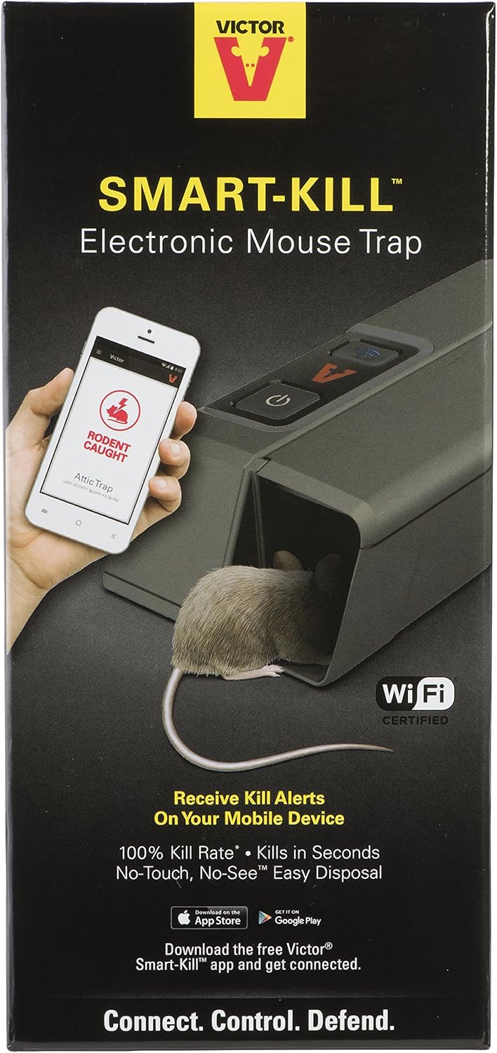 Victor Smart-Kill Wi-Fi Electronic Mouse Trap – High-Voltage Reusable Smart Mouse Trap with Mobile Alerts, Model M1