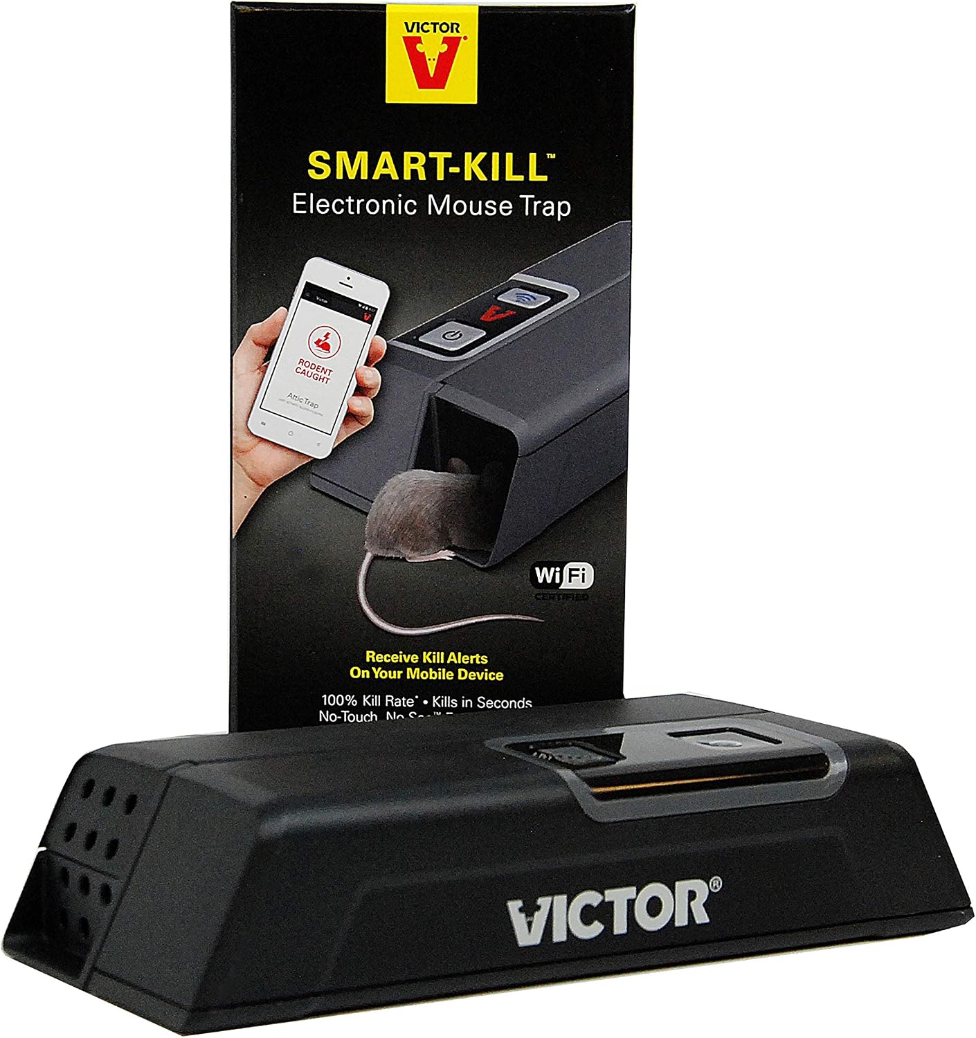 Victor Smart-Kill Wi-Fi Electronic Mouse Trap – High-Voltage Reusable Smart Mouse Trap with Mobile Alerts, Model M1