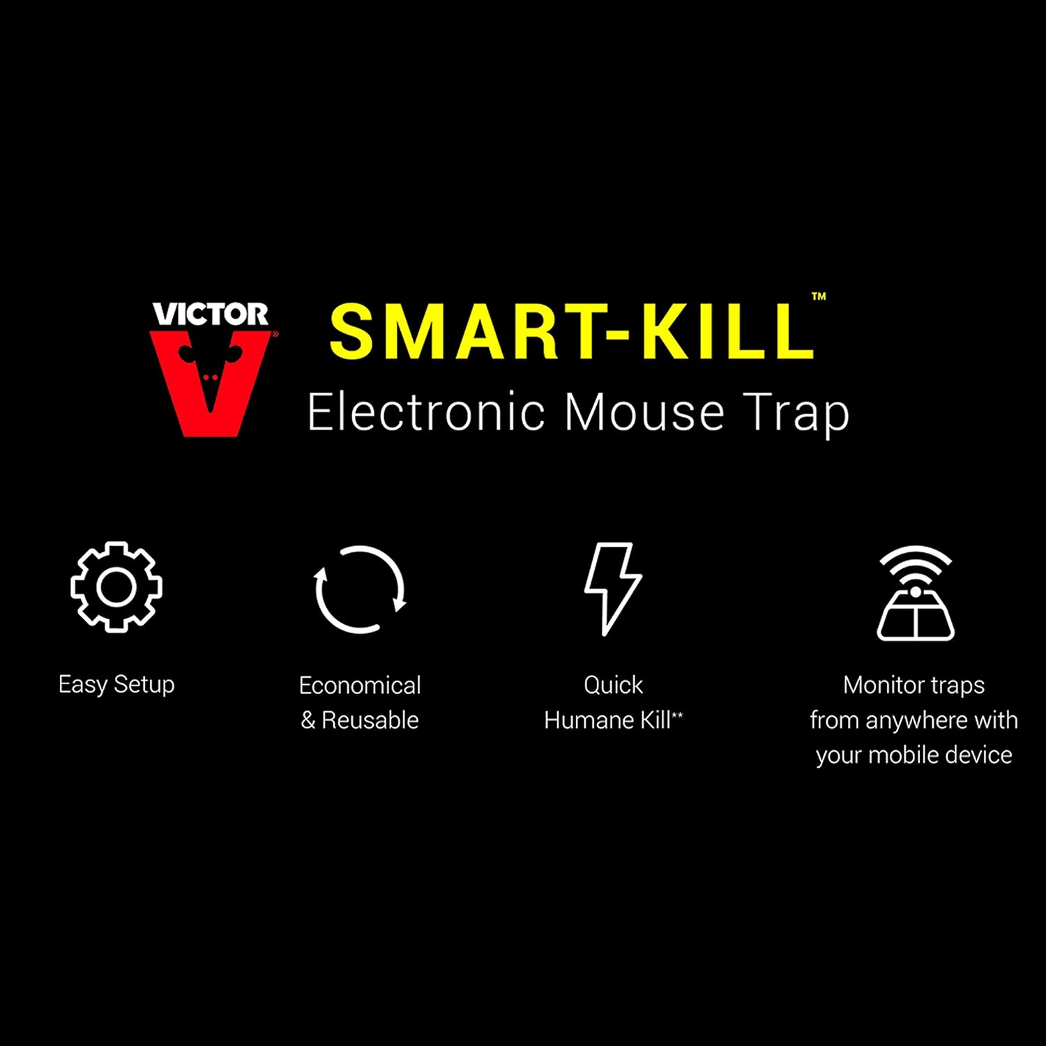 Victor Smart-Kill Wi-Fi Electronic Mouse Trap – High-Voltage Reusable Smart Mouse Trap with Mobile Alerts, Model M1