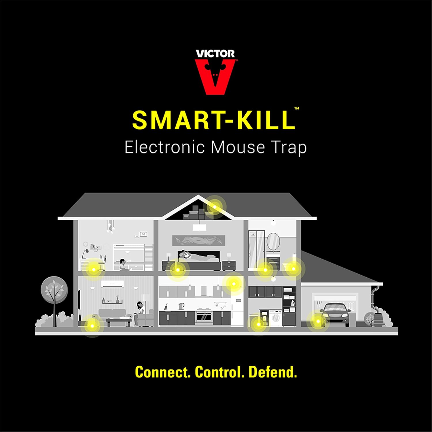 Victor Smart-Kill Wi-Fi Electronic Mouse Trap – High-Voltage Reusable Smart Mouse Trap with Mobile Alerts, Model M1
