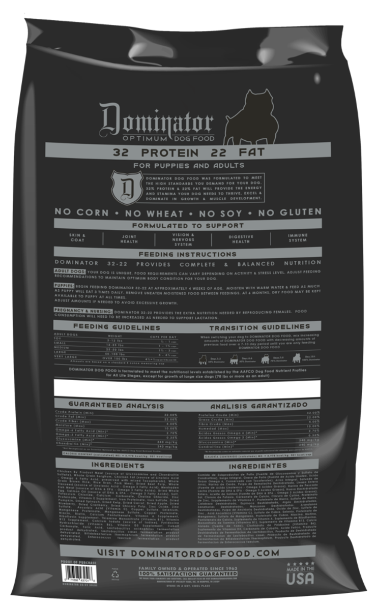 Valu-Pak Dominator Optimum 32-22 Performance Dry Dog Food with Salmon Oil – 20 lb Bag