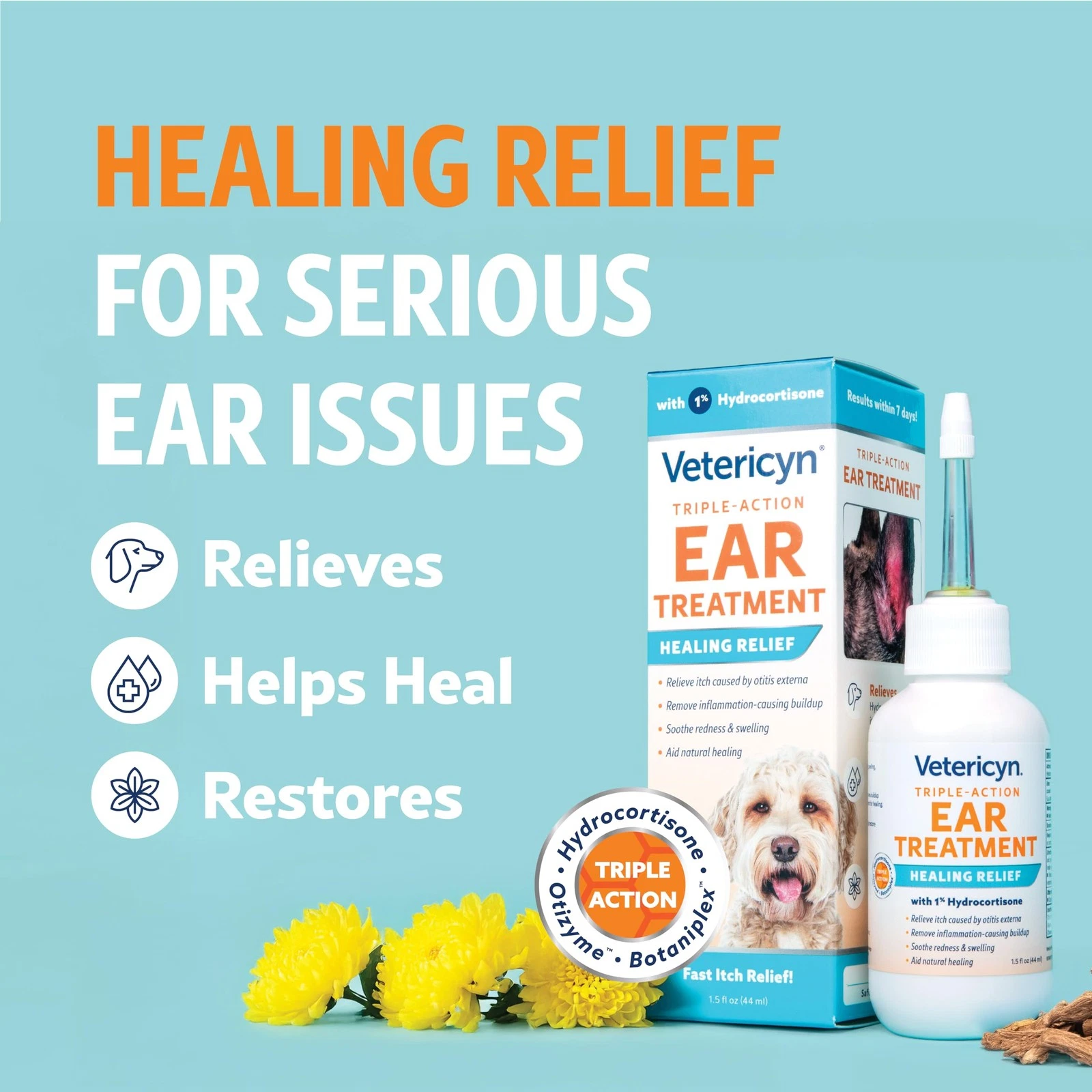Vetericyn Triple-Action Ear Treatment for Dogs – 1.5 oz