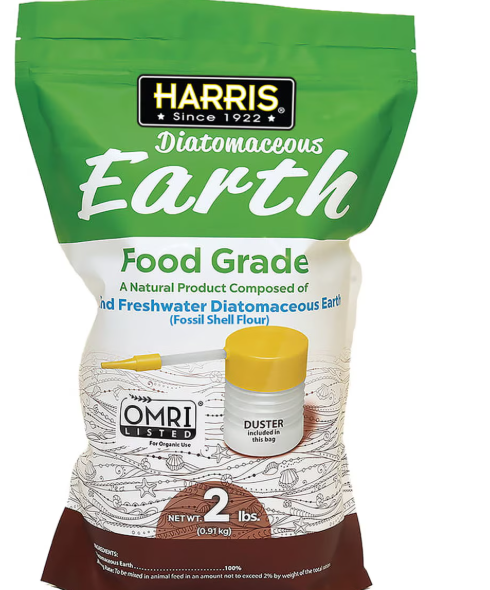 Harris Food Grade Diatomaceous Earth 2 lb – 100% Freshwater DE Powder with Duster, OMRI Listed