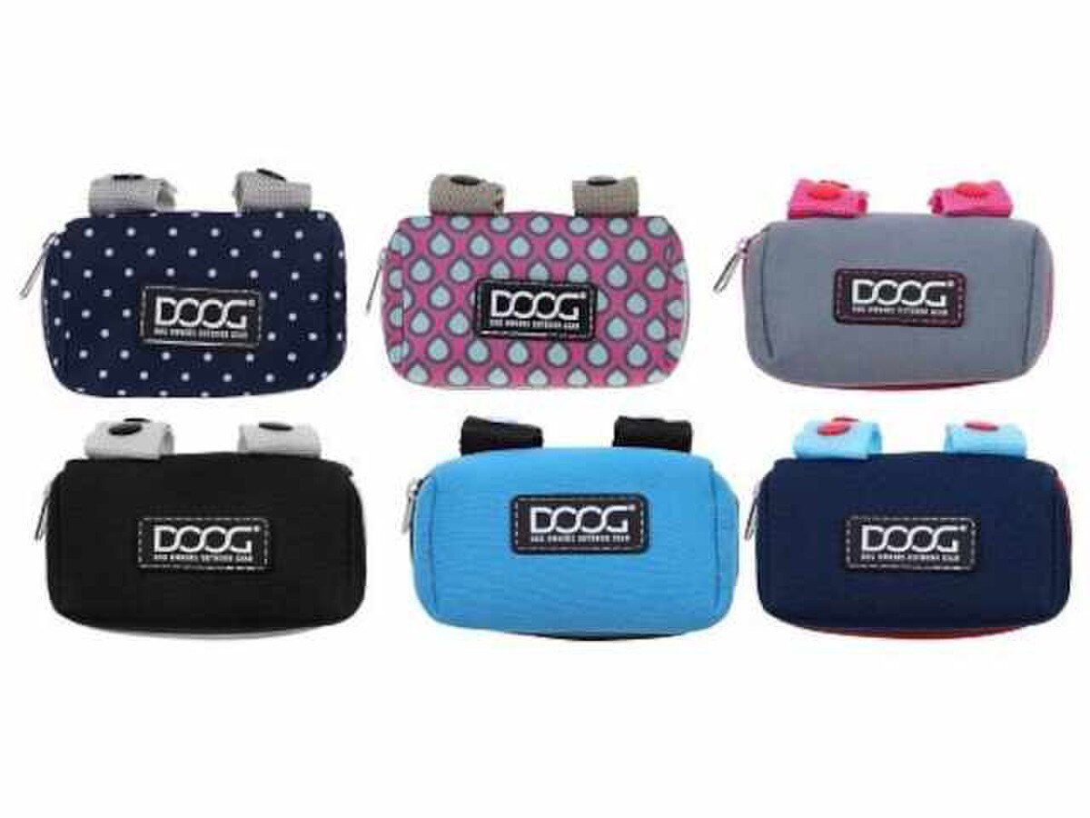 DOOG Walkie Pouch Tidy Bag Dispenser, Blue, Neoprene Dog Waste Bag Holder with 20 Bags Each 1