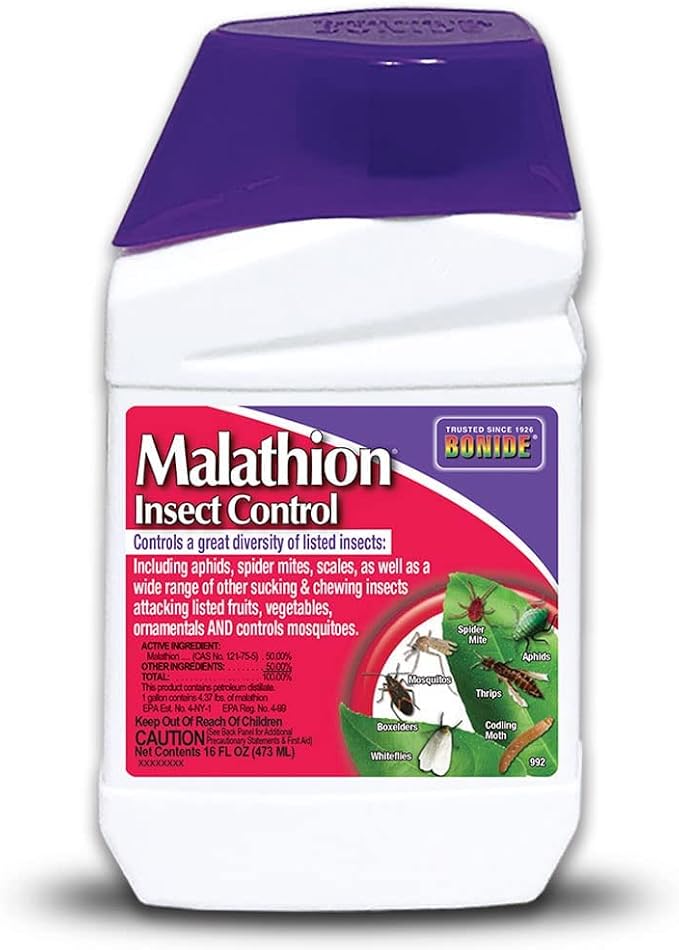 Bonide Malathion Insect Control, 16 oz Ready-to-Mix Concentrate Bug & Spider Mite Killer for Outdoor Garden Use
