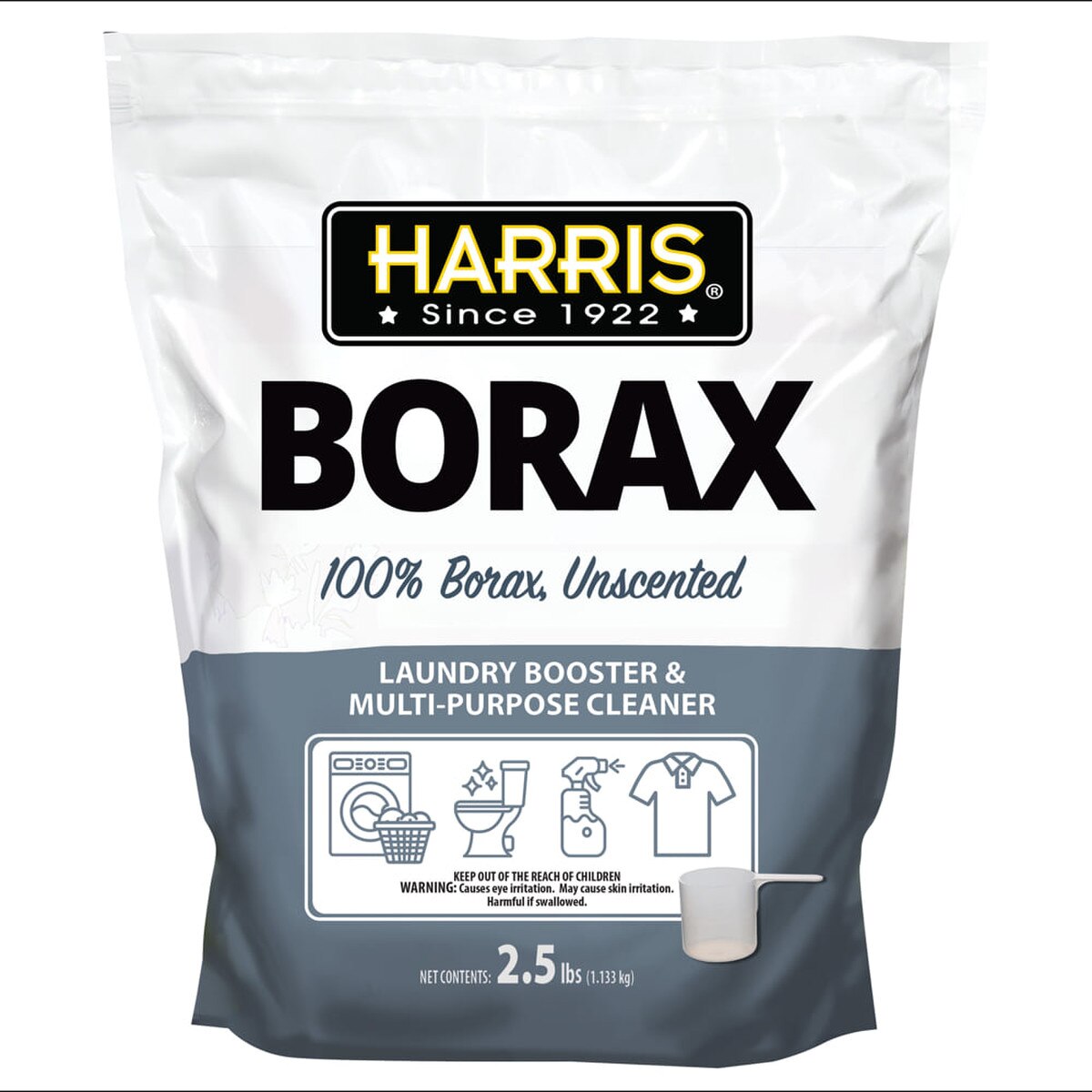 Harris 100% Borax Powder Unscented 2.5 lb – Laundry Booster & Multipurpose Household Cleaner