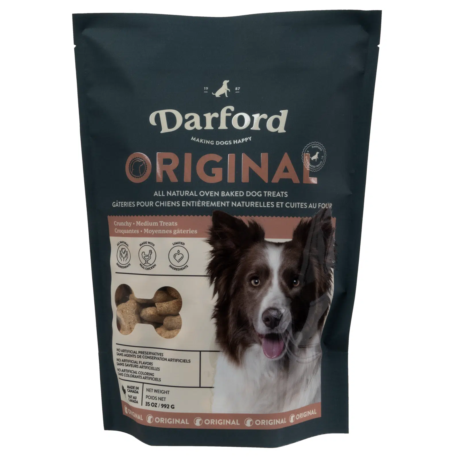 Darford Originals Medium Bone Dog Treats 35 oz – Oven-Baked Crunchy Chicken Biscuits, Wheat Free