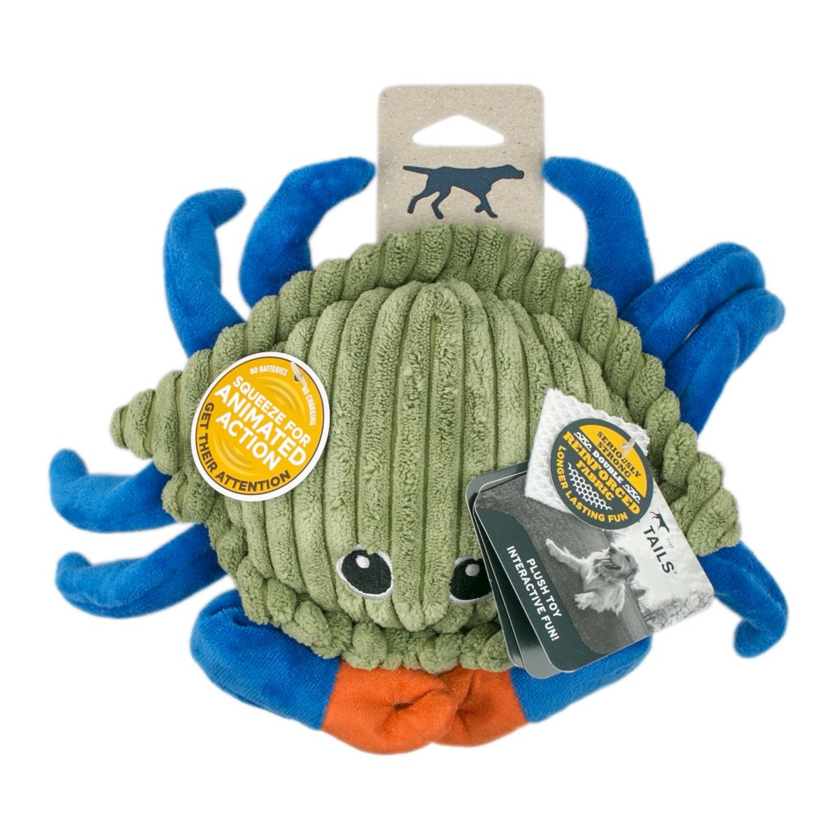 Tall Tails Plush Crab Animated Claw Dog Toy – 9 Inch