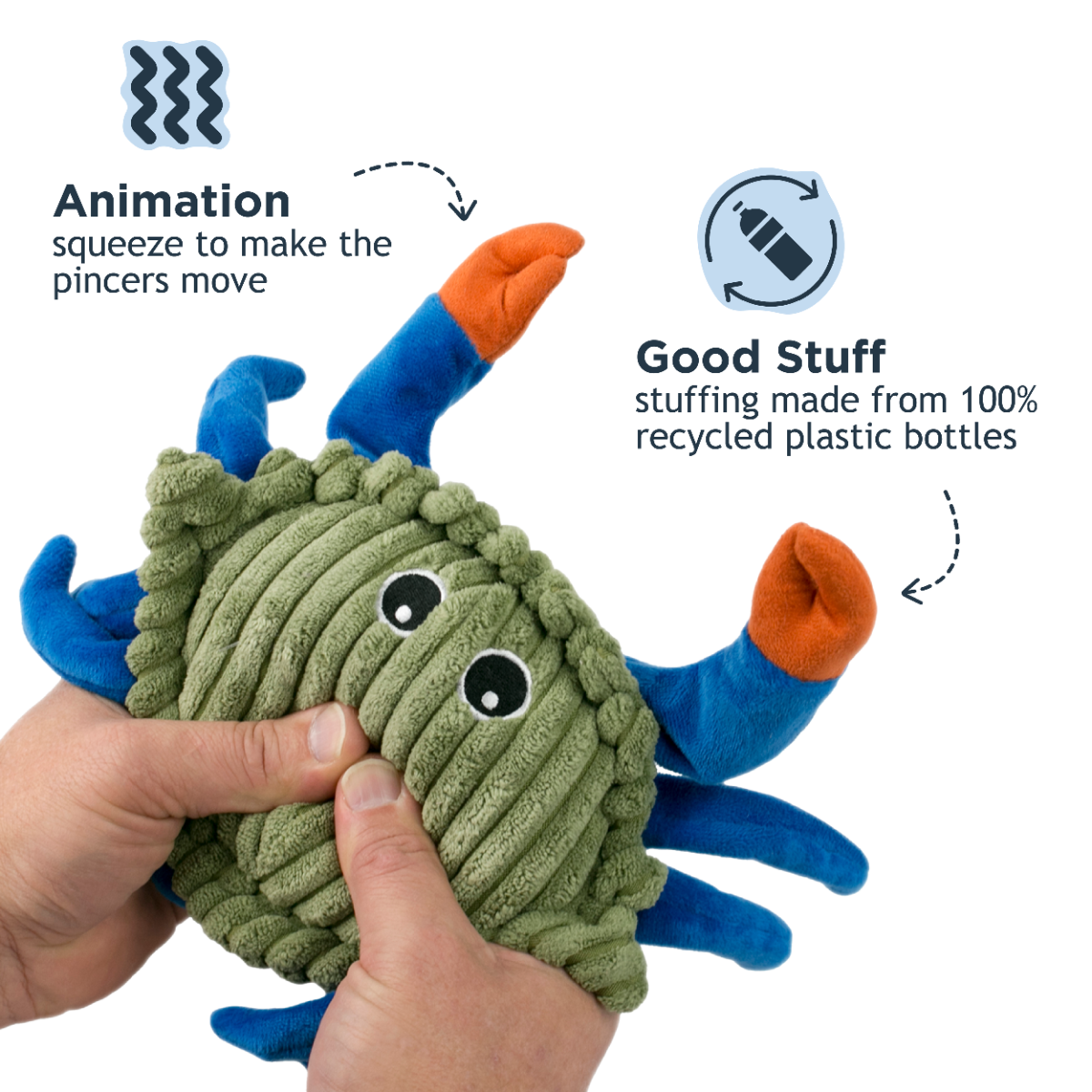 Tall Tails Plush Crab Animated Claw Dog Toy – 9 Inch