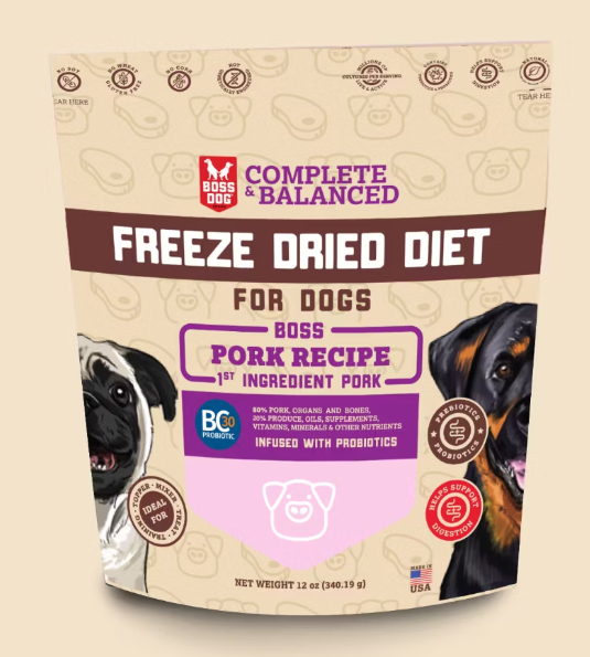 Freeze Dried Diet Complete-Boss Dog Brand Pork Recipe 12 oz