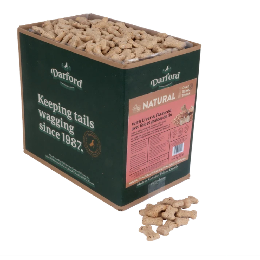 Darford Naturals Liver & Flaxseed Mini Dog Treats – 12 lb Bulk Box, Natural Oven-Baked Dog Biscuits