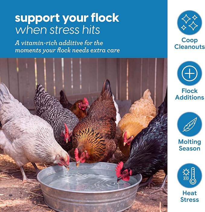 Strong Animals Flock Fixer Poultry Supplement – 5.5 oz Electrolyte, Prebiotic & Probiotic Water Additive for Chickens