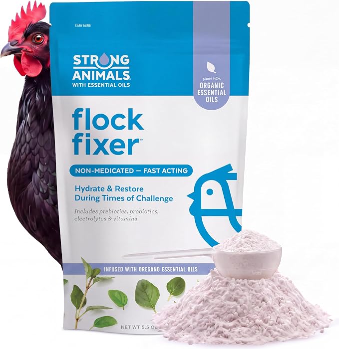 Strong Animals Flock Fixer Poultry Supplement – 5.5 oz Electrolyte, Prebiotic & Probiotic Water Additive for Chickens