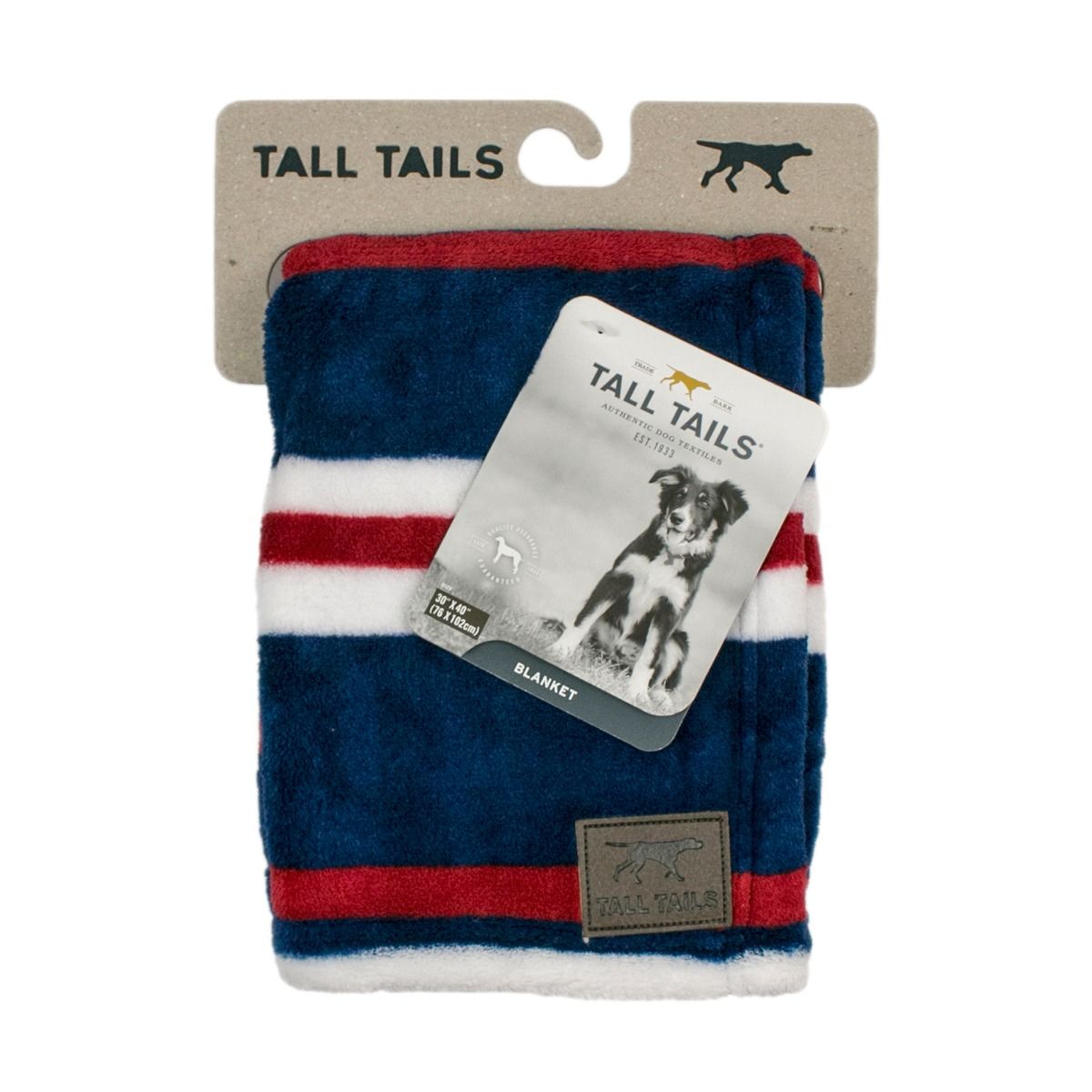 Tall Tails Nautical Stripe Baby-Soft Fleece Dog Blanket – Navy, 30 x 40 Inch