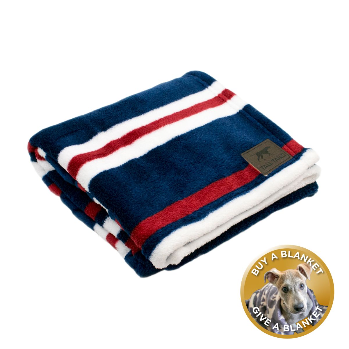 Tall Tails Nautical Stripe Baby-Soft Fleece Dog Blanket – Navy, 30 x 40 Inch