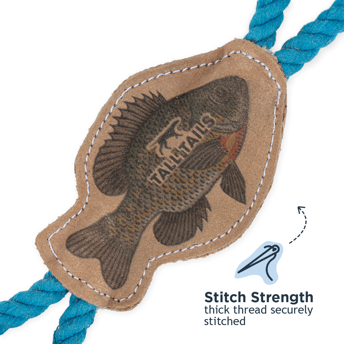 Tall Tails Natural Leather Fish Tug Dog Toy – Buffalo Hide & Jute Rope Interactive Fetch Toy, 12 Inch