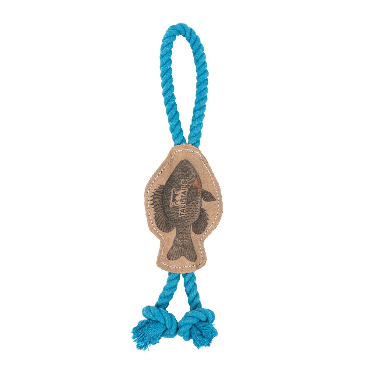 Tall Tails Natural Leather Fish Tug Dog Toy – Buffalo Hide & Jute Rope Interactive Fetch Toy, 12 Inch