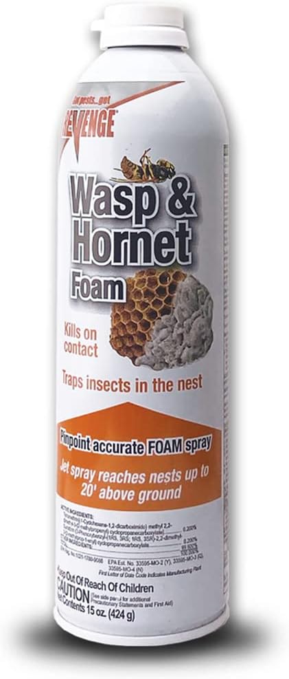 Bonide Revenge Wasp & Hornet Killer Foam – 20 ft Jet Spray, Ready-to-Use Insecticide, 15 oz