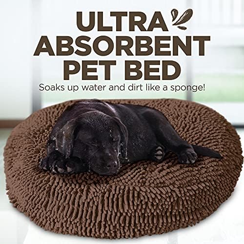 Soggy Doggy Super Snoozer Round Dog Bed – Dark Chocolate, Medium 24" x 24" x 6"