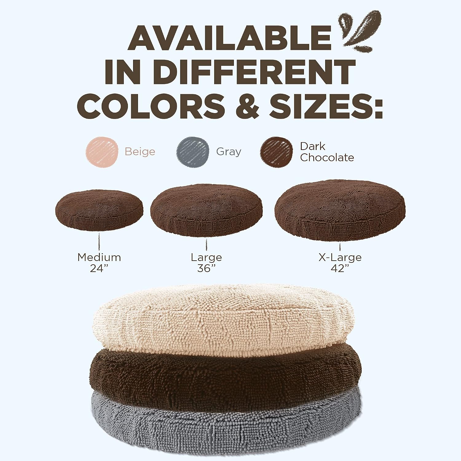 Soggy Doggy Super Snoozer Round Dog Bed – Dark Chocolate, Medium 24" x 24" x 6"