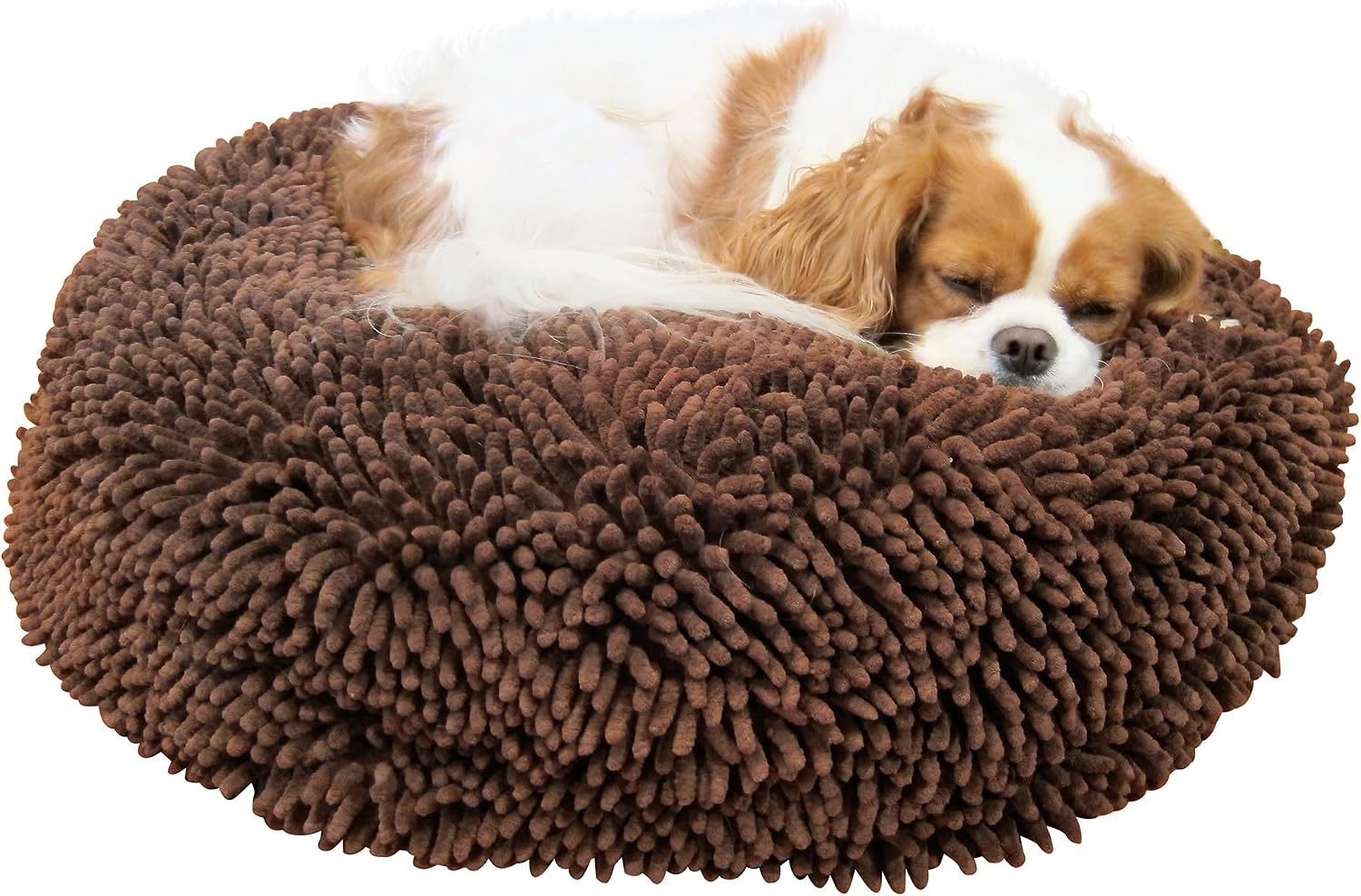 Soggy Doggy Super Snoozer Round Dog Bed – Dark Chocolate, Medium 24" x 24" x 6"