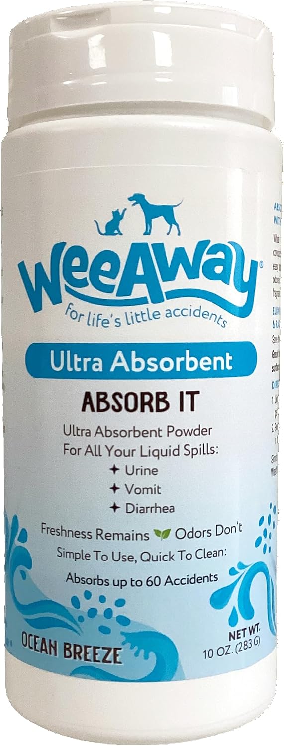 Wee Away Absorb It Quick Clean Absorbent Carpet Deodorizer Powder – Ocean Breeze, 10 oz