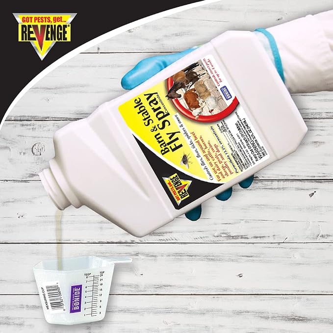 Bonide Revenge Barn & Stable Fly Spray Concentrate 32 oz – Livestock Fly, Flea & Tick Control