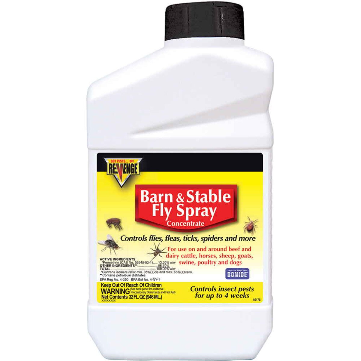 Bonide Revenge Barn & Stable Fly Spray Concentrate 32 oz – Livestock Fly, Flea & Tick Control