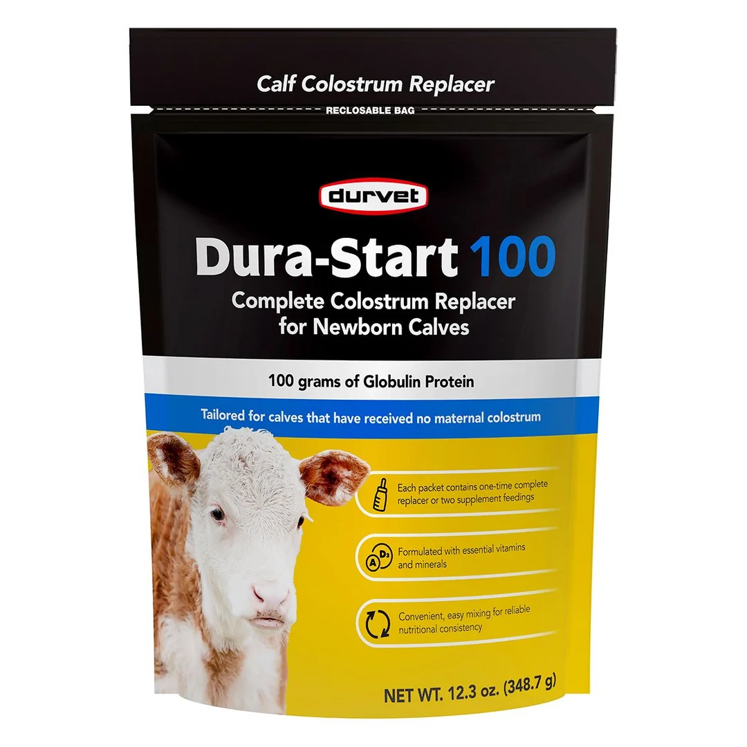 Durvet Dura-Start 100 Colostrum Supplement for Newborn Calves – 12.3 oz (350 g), 100 g Globulin Protein
