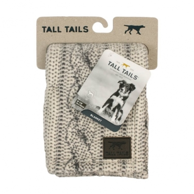 Tall Tails Cable Knit Print Cream Fleece Dog Blanket – 30 x 40 Inch