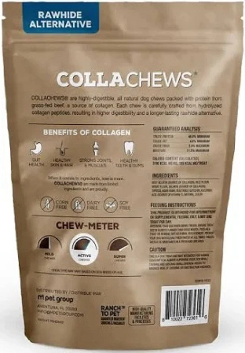 CollaChews Fish & Collagen Roll Dog Chew – 9-Inch Rawhide-Free Long-Lasting High-Protein Chew