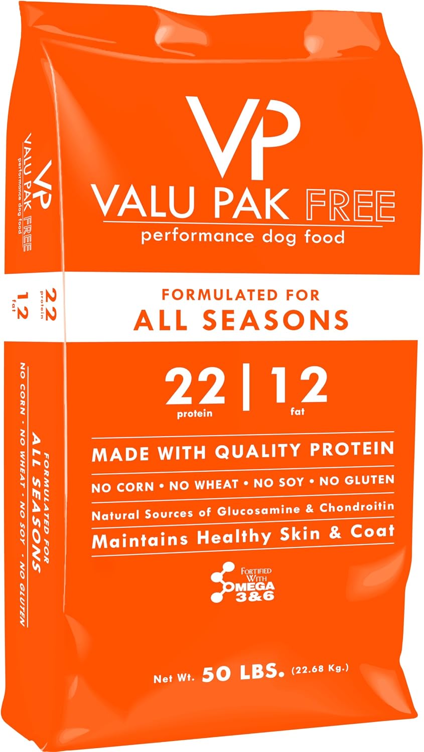 Valu-Pak Free 22-12 All Seasons Dry Dog Food – Corn, Wheat, Soy & Gluten Free, Skin & Coat Support, 