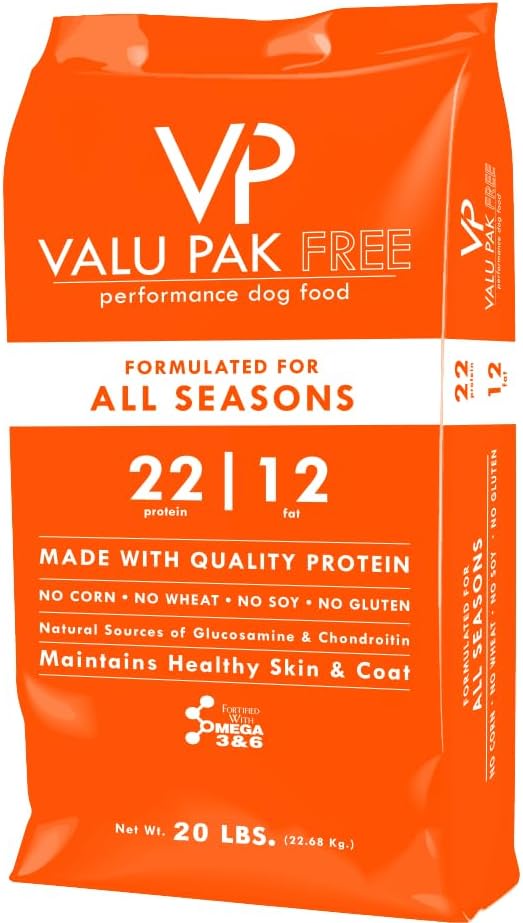 Valu-Pak Free 22-12 All Seasons Dry Dog Food – Corn, Wheat, Soy & Gluten Free, Skin & Coat Support, 