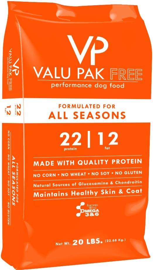 Valu-Pak Free 22-12 All Seasons Dry Dog Food – Corn, Wheat, Soy & Gluten Free, Skin & Coat Support, 