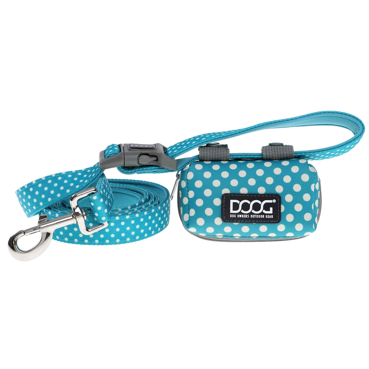 DOOG Walkie Pouch Snoopy, Neoprene Dog Waste Bag Dispenser, Blue & White, Leash-Mounted Poop Bag Holder