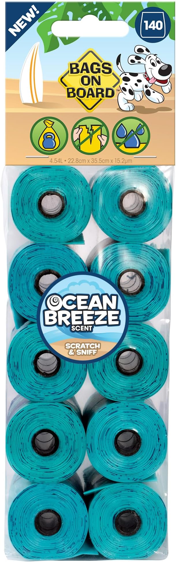 Bags on Board Ocean Breeze Scented Dog Poop Bags – Waste Pick-Up Bags for Dogs