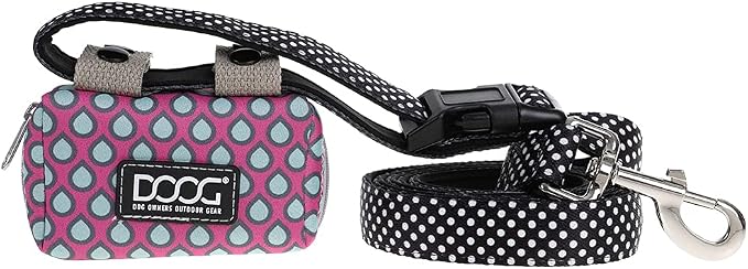 DOOG Walkie Pouch Luna, Pink with Blue Tear Drops, Neoprene Dog Waste Bag Dispenser
