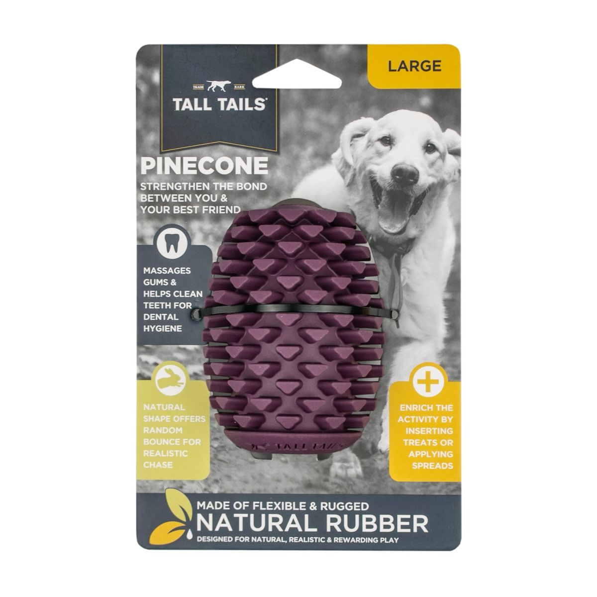 Tall Tails Natural Rubber Pinecone Reward Dog Toy – 4 Inch