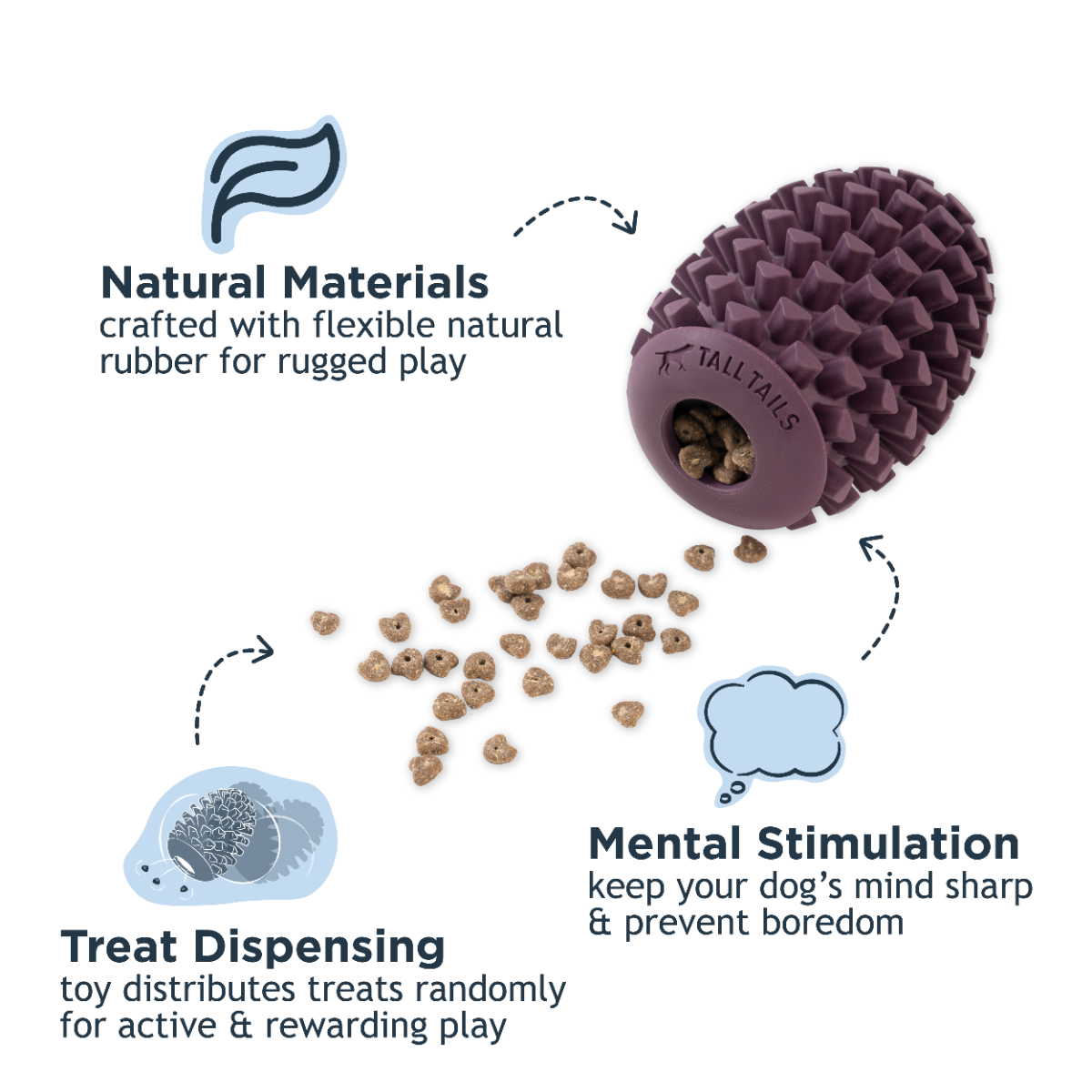 Tall Tails Natural Rubber Pinecone Reward Dog Toy – 4 Inch