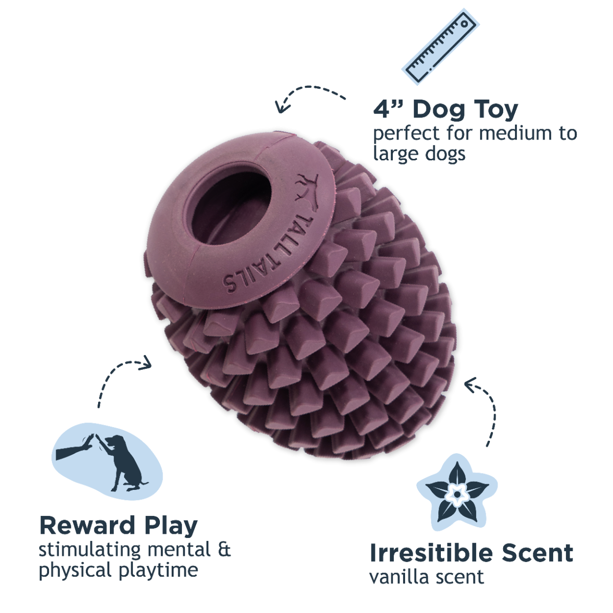 Tall Tails Natural Rubber Pinecone Reward Dog Toy – 4 Inch