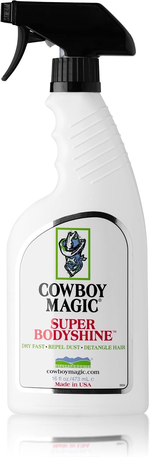 Cowboy Magic Super BodyShine Horse Coat Spray 32 oz – Fast-Drying Hair Polish, Detangler & Dust Repellent