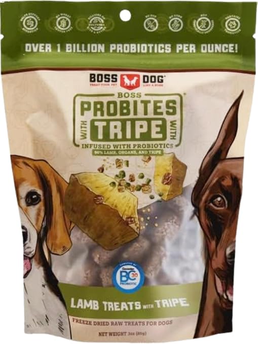 Boss Dog Probites Tripe Treats (Dogs & Cats), Lamb Recipe, 3 oz Bag