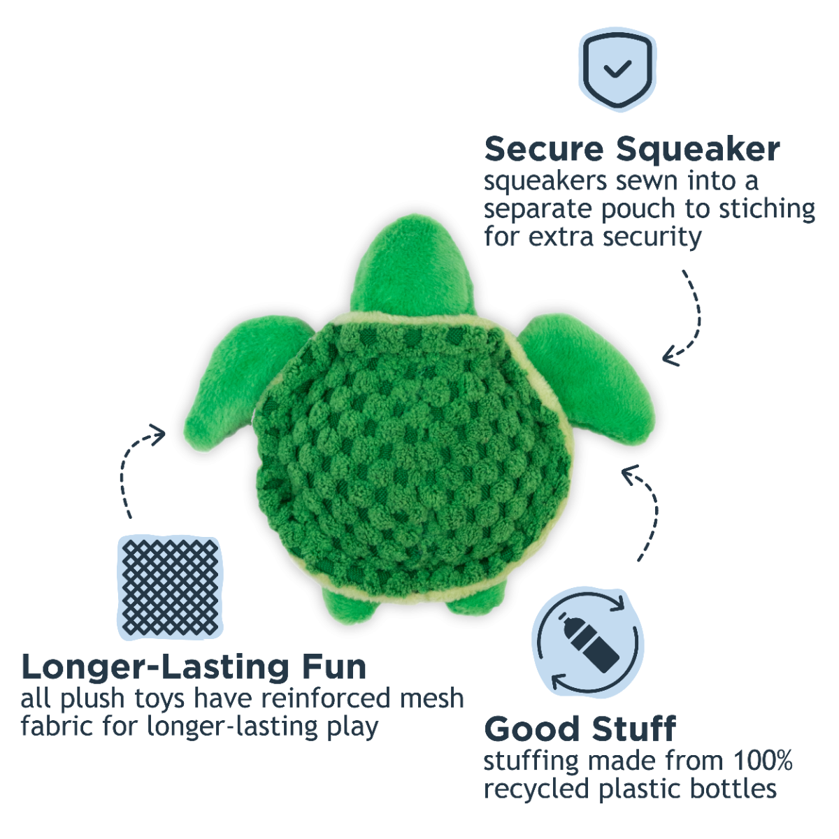 Tall Tails Baby Turtle with Squeaker Dog Toy – 4 Inch